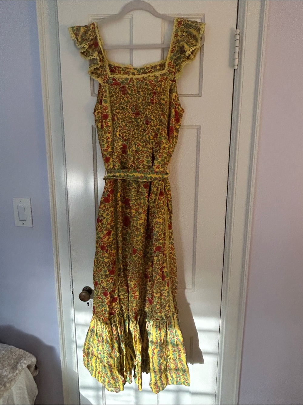 Roller Rabbit Yellow Floral Maxi Dress with Red Accents - Picture 4 of 4